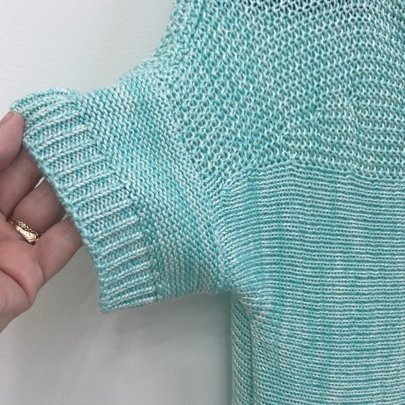 Ocean turquoise knit short sleeve tunic S - Picture 3 of 3